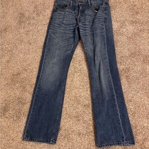 Women's Straight Leg Blue Jeans SZ 32/32 Mild Distressed Cotton 5 Pocket